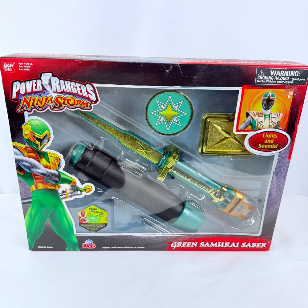 Bandai Power Rangers Ninja Storm Green Samurai Saber Lights Sounds Toy 10553 NEW